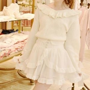 Liz Lisa White Ruffled High Waist Skirt